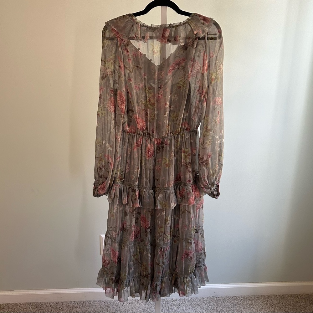 POLO RALPH LAUREN Flower Patterns Silk Flared Medium Elegant Style - Picture 8 of 9